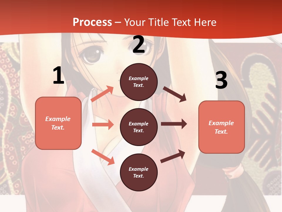 A Woman In A Red And White Dress With Her Arms Up In The Air PowerPoint Template