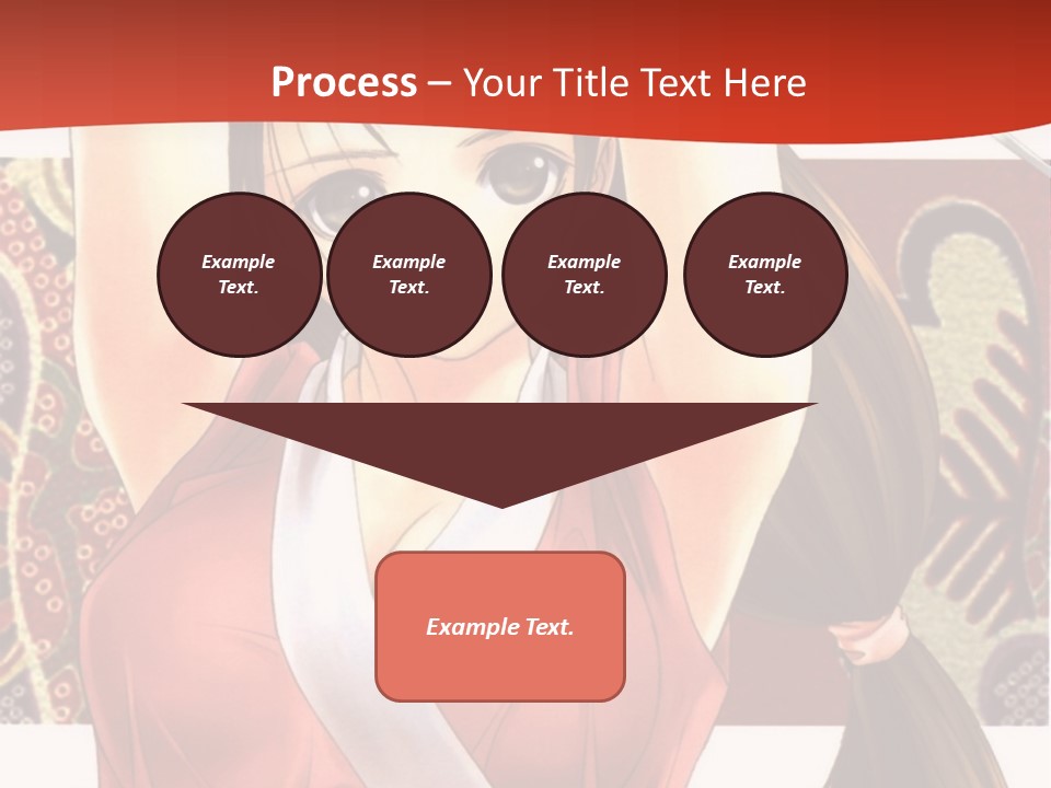 A Woman In A Red And White Dress With Her Arms Up In The Air PowerPoint Template