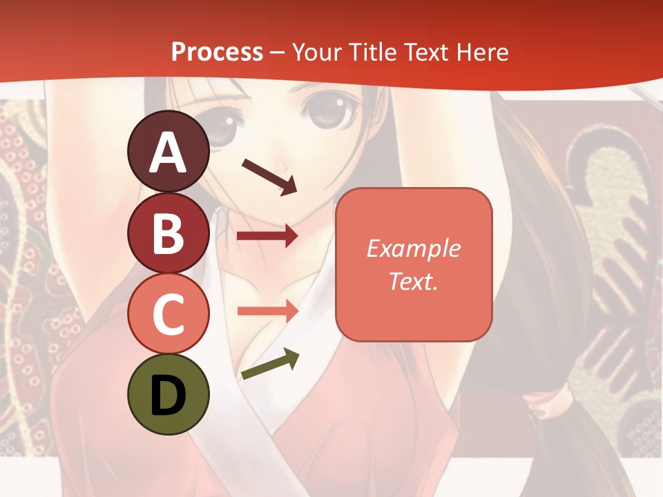 A Woman In A Red And White Dress With Her Arms Up In The Air PowerPoint Template