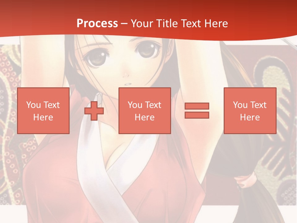 A Woman In A Red And White Dress With Her Arms Up In The Air PowerPoint Template