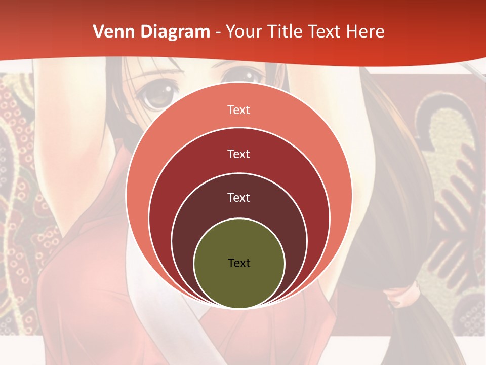 A Woman In A Red And White Dress With Her Arms Up In The Air PowerPoint Template