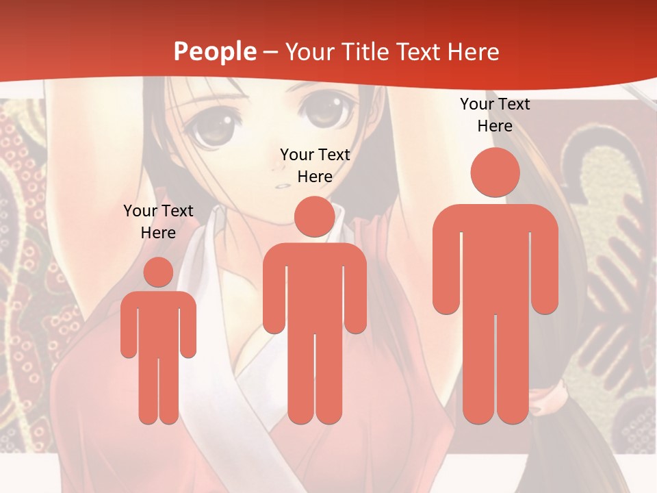 A Woman In A Red And White Dress With Her Arms Up In The Air PowerPoint Template