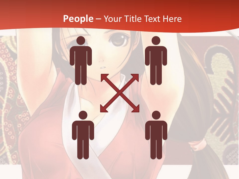 A Woman In A Red And White Dress With Her Arms Up In The Air PowerPoint Template