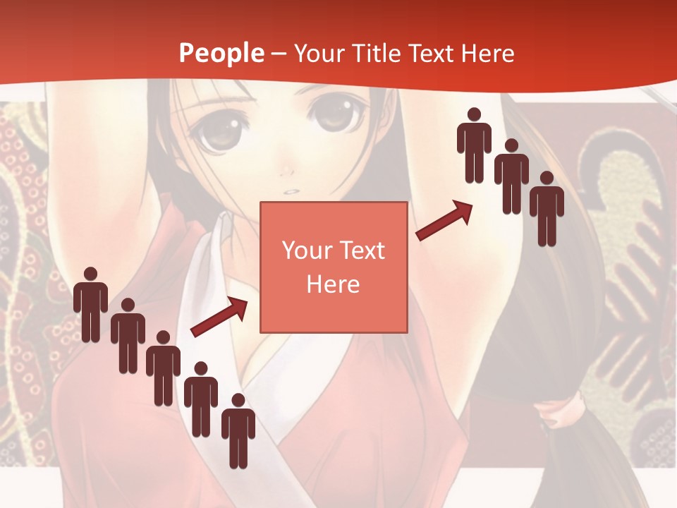 A Woman In A Red And White Dress With Her Arms Up In The Air PowerPoint Template