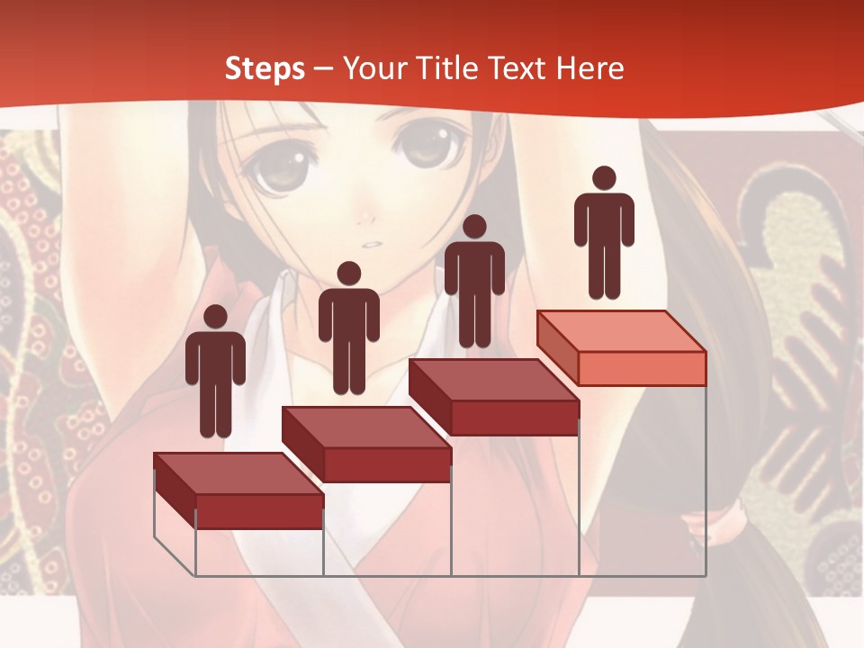 A Woman In A Red And White Dress With Her Arms Up In The Air PowerPoint Template