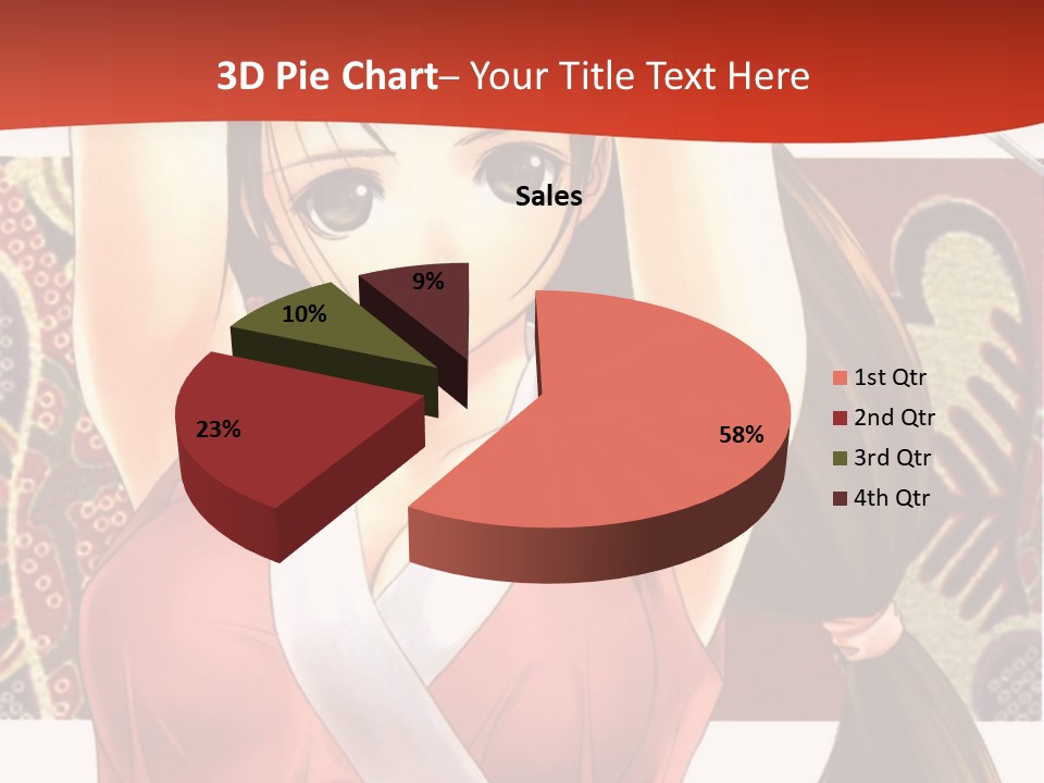 A Woman In A Red And White Dress With Her Arms Up In The Air PowerPoint Template