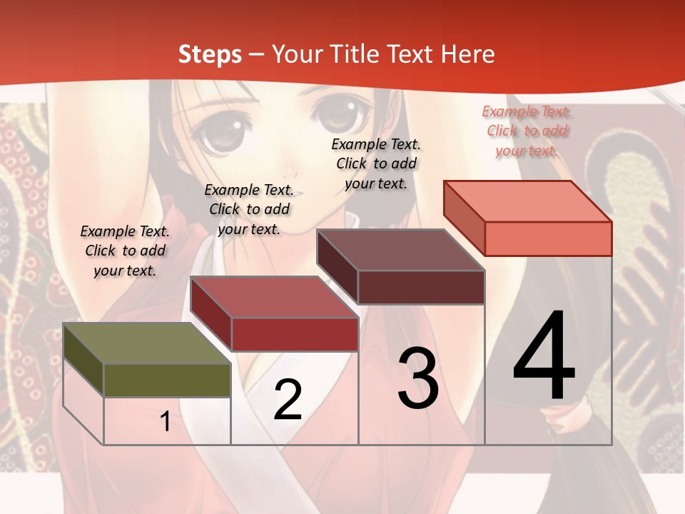 A Woman In A Red And White Dress With Her Arms Up In The Air PowerPoint Template