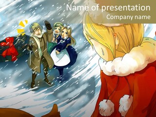 A Group Of People Standing In The Snow PowerPoint Template