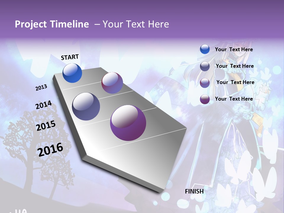 A Woman In A Purple Dress Standing In Front Of A Tree PowerPoint Template