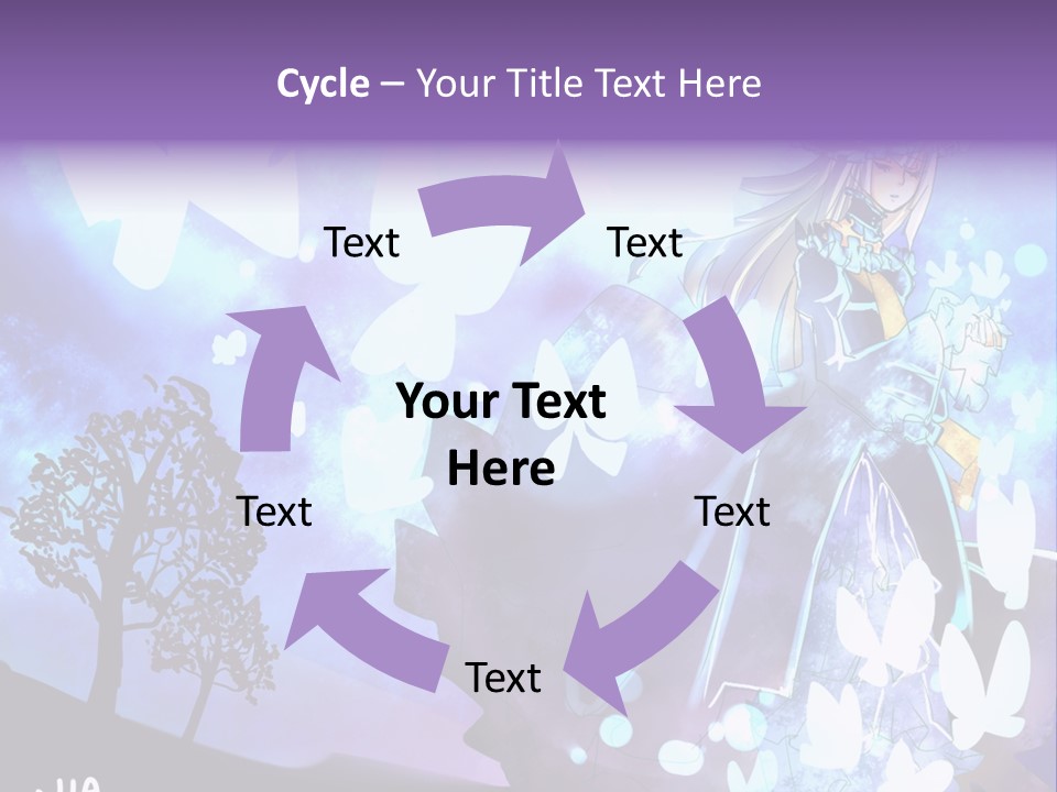 A Woman In A Purple Dress Standing In Front Of A Tree PowerPoint Template