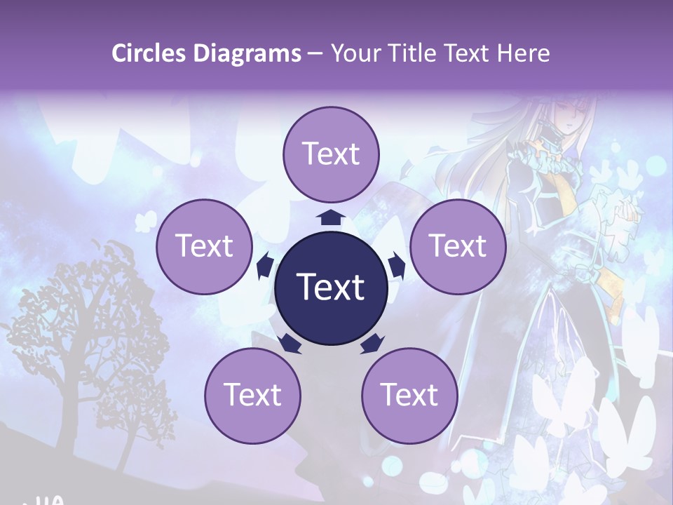 A Woman In A Purple Dress Standing In Front Of A Tree PowerPoint Template