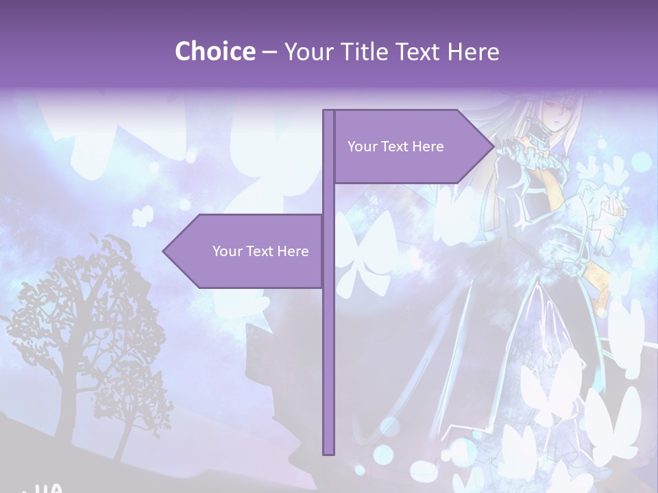 A Woman In A Purple Dress Standing In Front Of A Tree PowerPoint Template