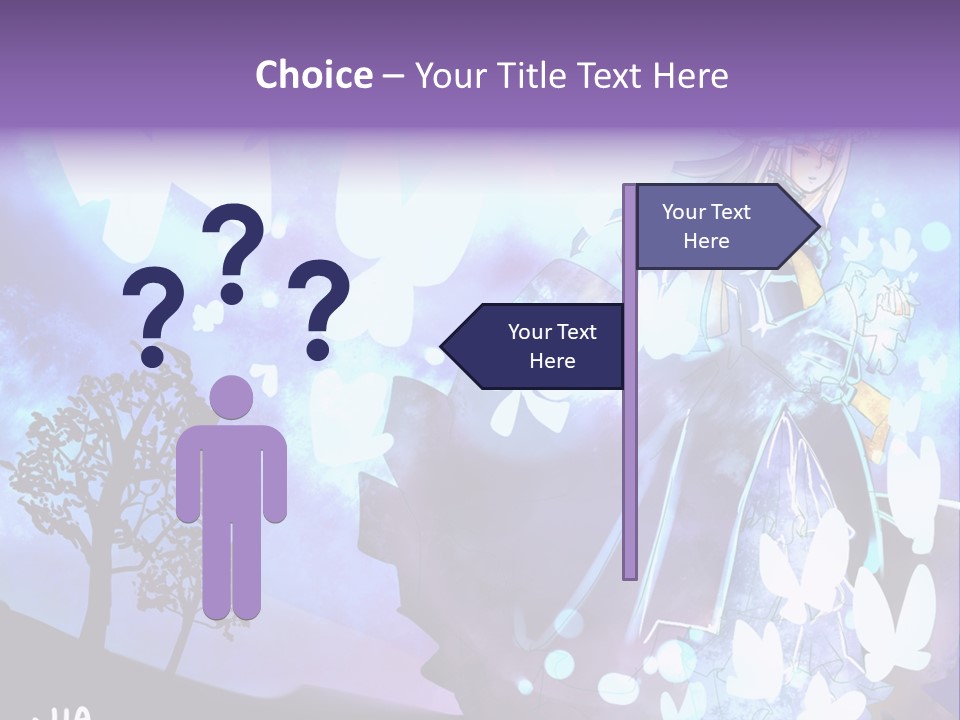 A Woman In A Purple Dress Standing In Front Of A Tree PowerPoint Template