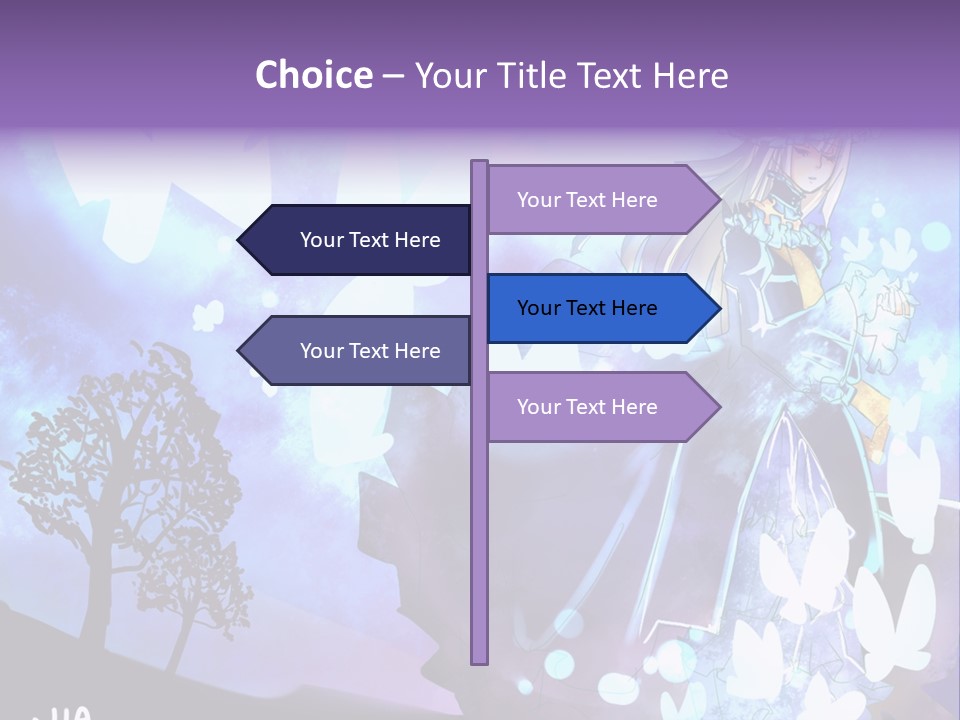 A Woman In A Purple Dress Standing In Front Of A Tree PowerPoint Template