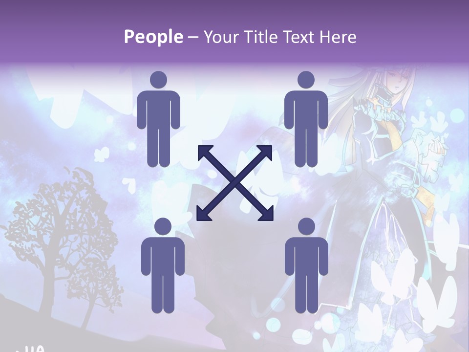 A Woman In A Purple Dress Standing In Front Of A Tree PowerPoint Template