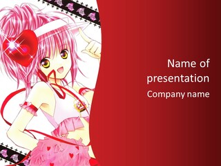 A Girl In A Pink Dress With A Heart On Her Head PowerPoint Template