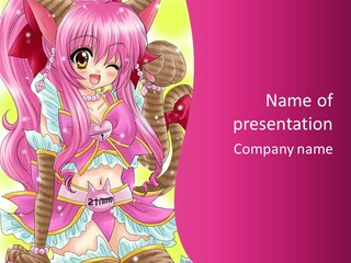 A Cartoon Character With Pink Hair And Horns PowerPoint Template