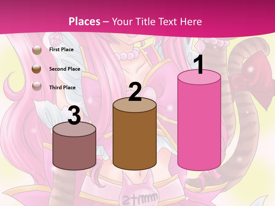 A Cartoon Character With Pink Hair And Horns PowerPoint Template