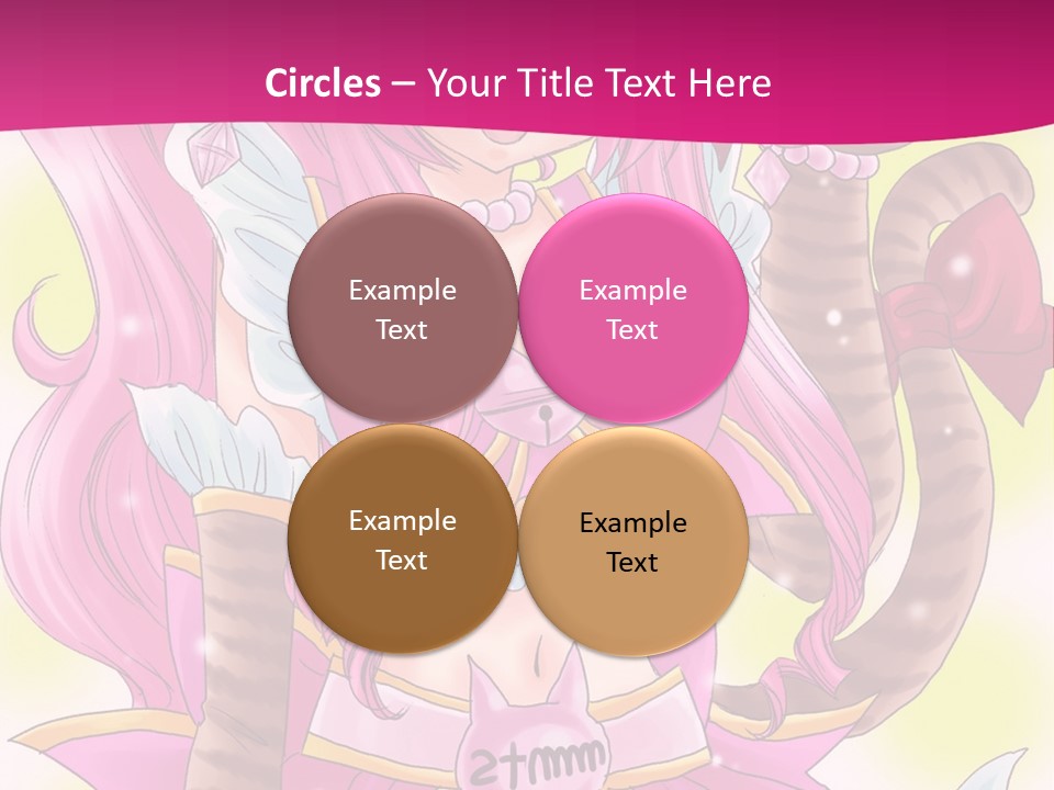 A Cartoon Character With Pink Hair And Horns PowerPoint Template