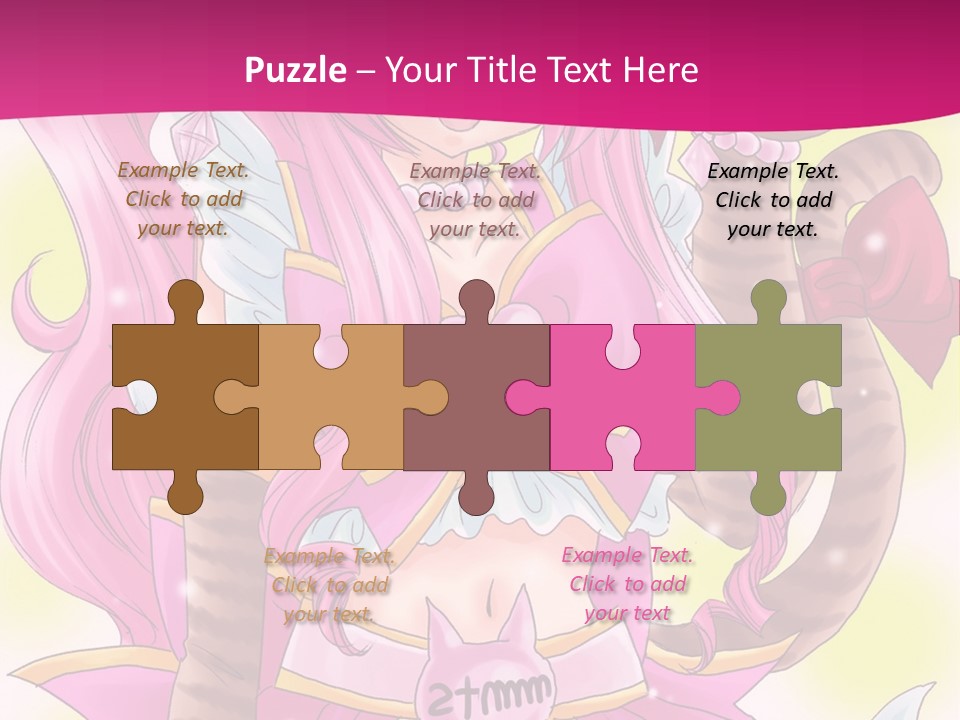 A Cartoon Character With Pink Hair And Horns PowerPoint Template