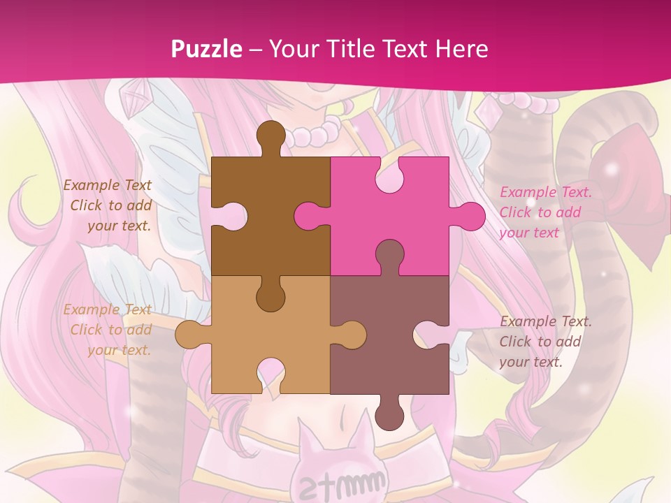 A Cartoon Character With Pink Hair And Horns PowerPoint Template