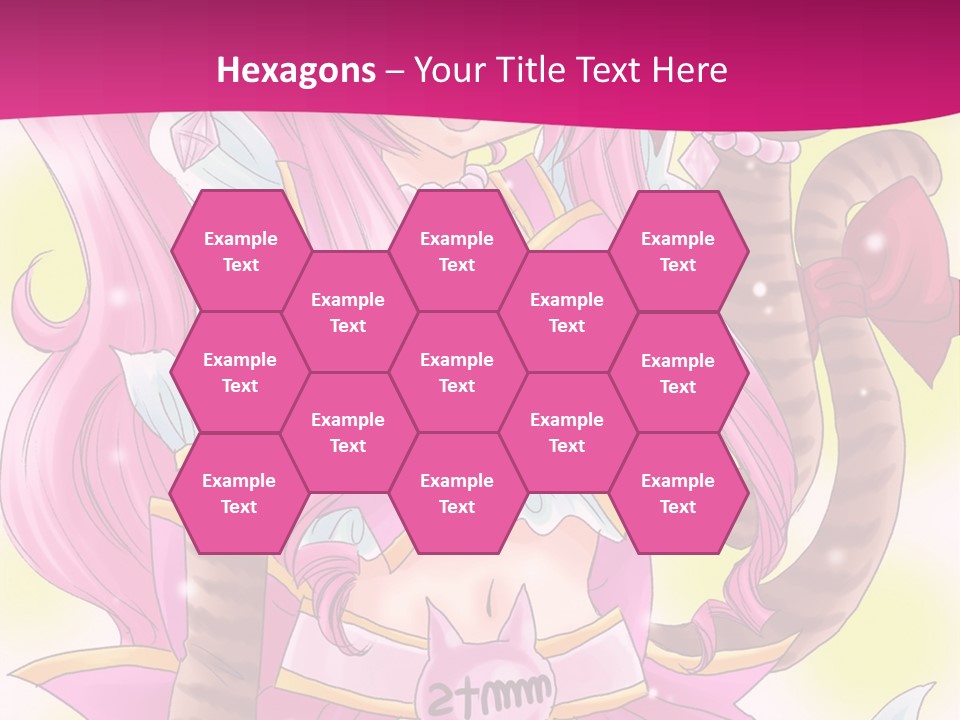 A Cartoon Character With Pink Hair And Horns PowerPoint Template