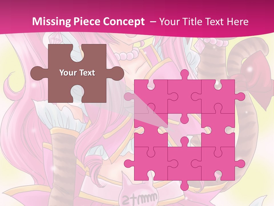 A Cartoon Character With Pink Hair And Horns PowerPoint Template