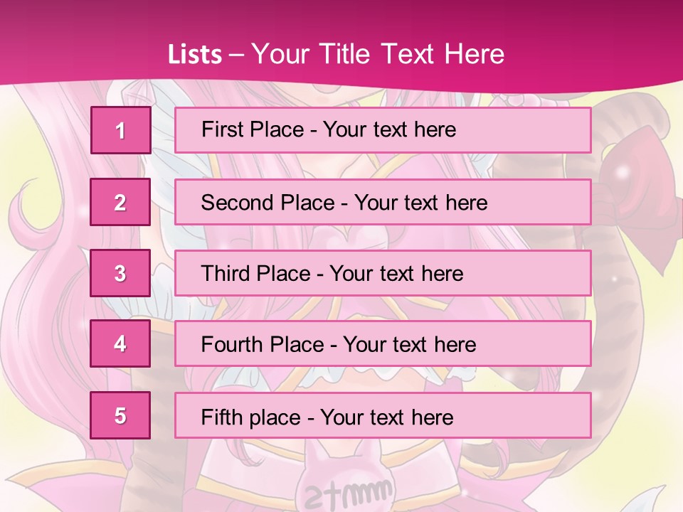 A Cartoon Character With Pink Hair And Horns PowerPoint Template