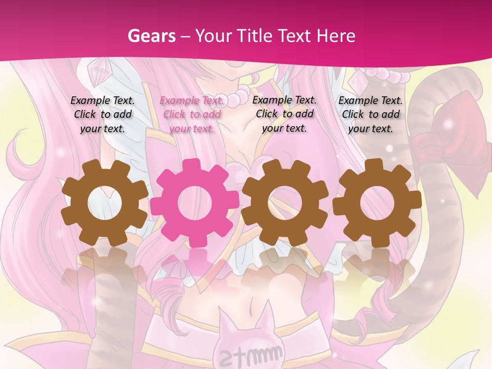 A Cartoon Character With Pink Hair And Horns PowerPoint Template