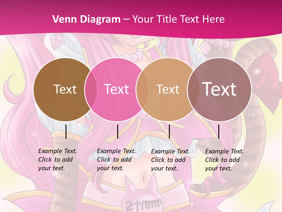 A Cartoon Character With Pink Hair And Horns PowerPoint Template