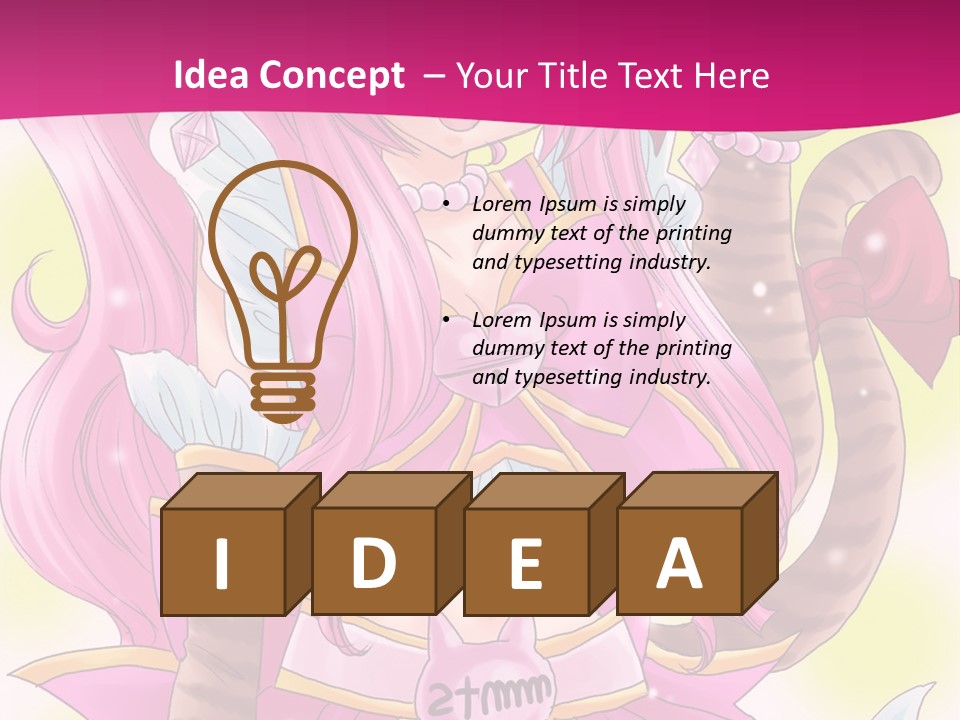 A Cartoon Character With Pink Hair And Horns PowerPoint Template