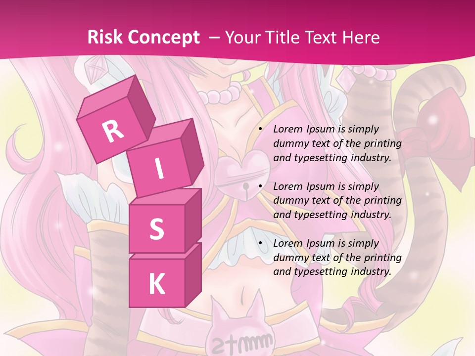 A Cartoon Character With Pink Hair And Horns PowerPoint Template