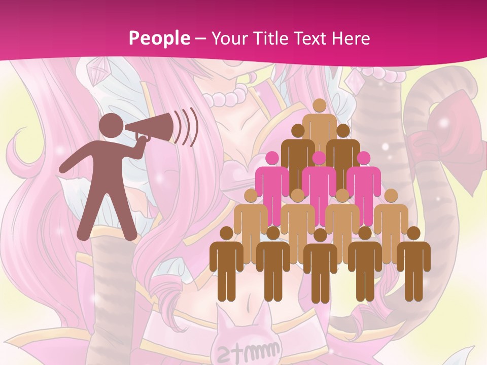 A Cartoon Character With Pink Hair And Horns PowerPoint Template