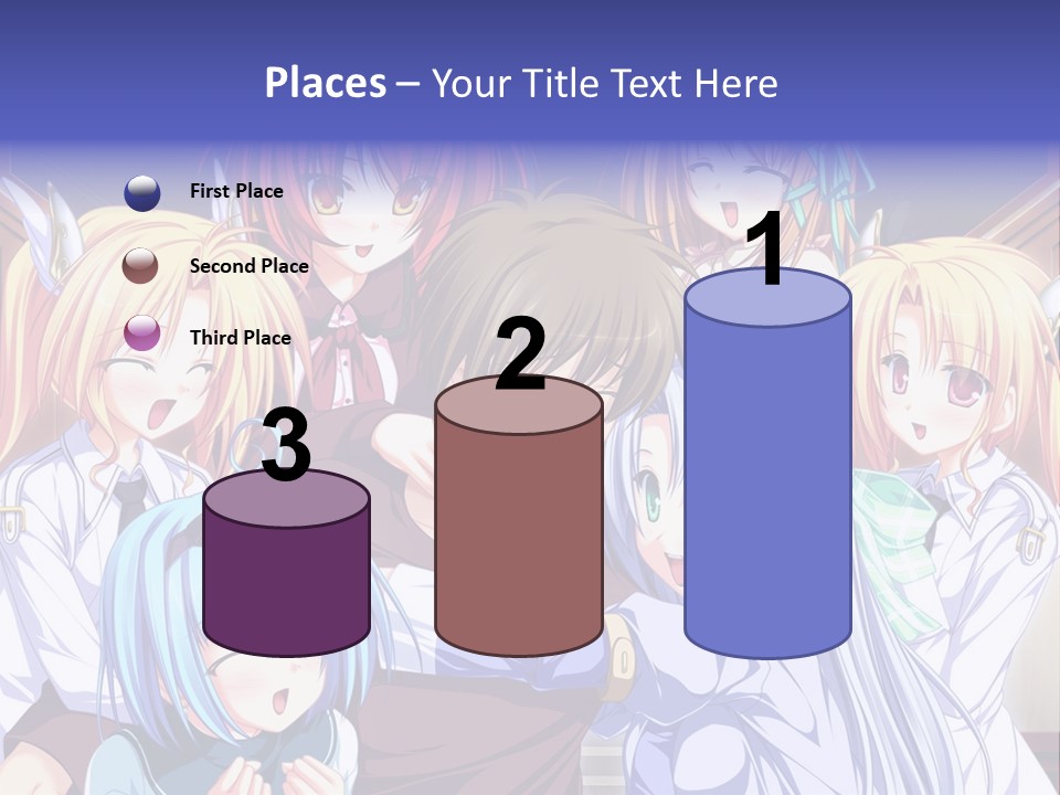 A Group Of Anime Girls Standing Next To Each Other PowerPoint Template