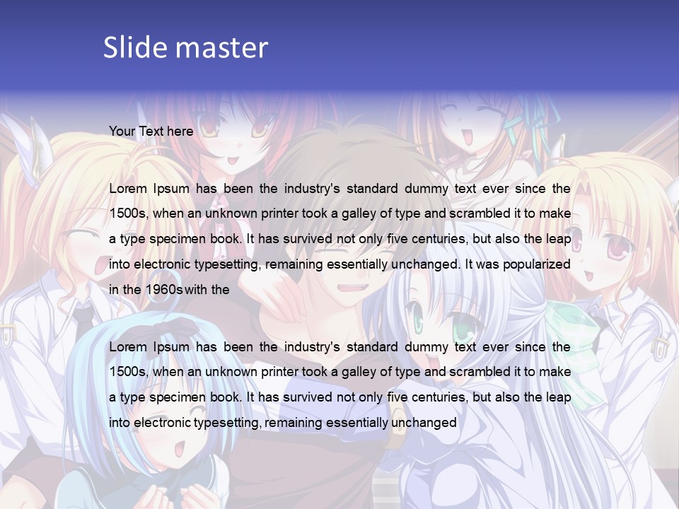 A Group Of Anime Girls Standing Next To Each Other PowerPoint Template