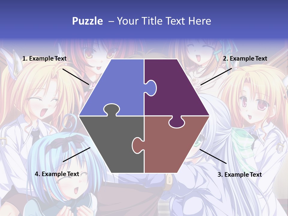 A Group Of Anime Girls Standing Next To Each Other PowerPoint Template