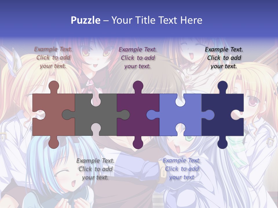 A Group Of Anime Girls Standing Next To Each Other PowerPoint Template