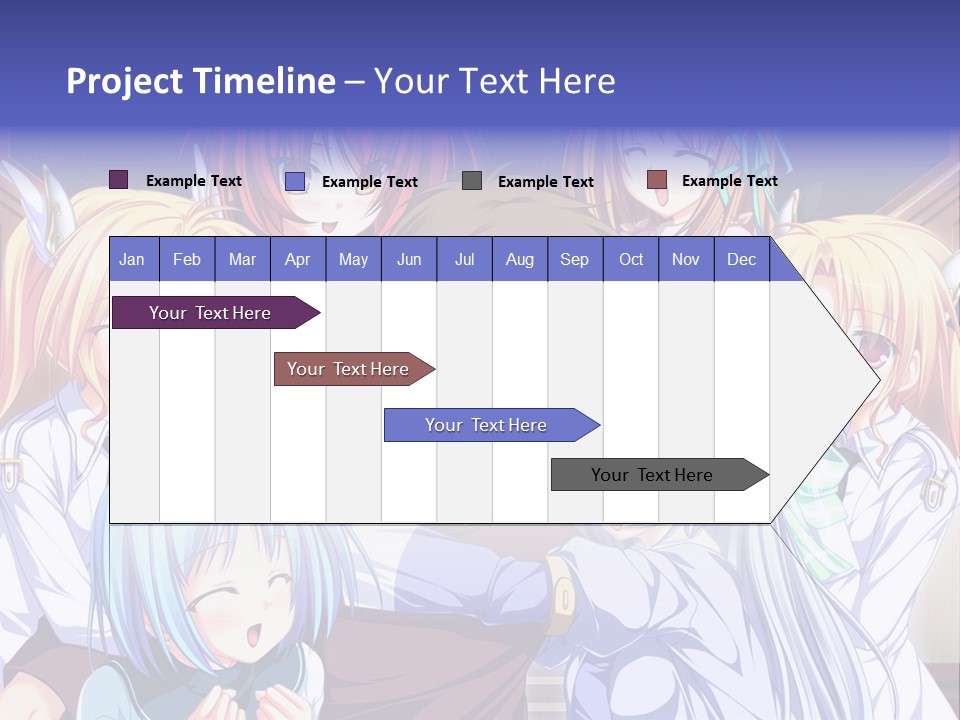 A Group Of Anime Girls Standing Next To Each Other PowerPoint Template
