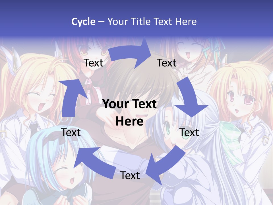 A Group Of Anime Girls Standing Next To Each Other PowerPoint Template