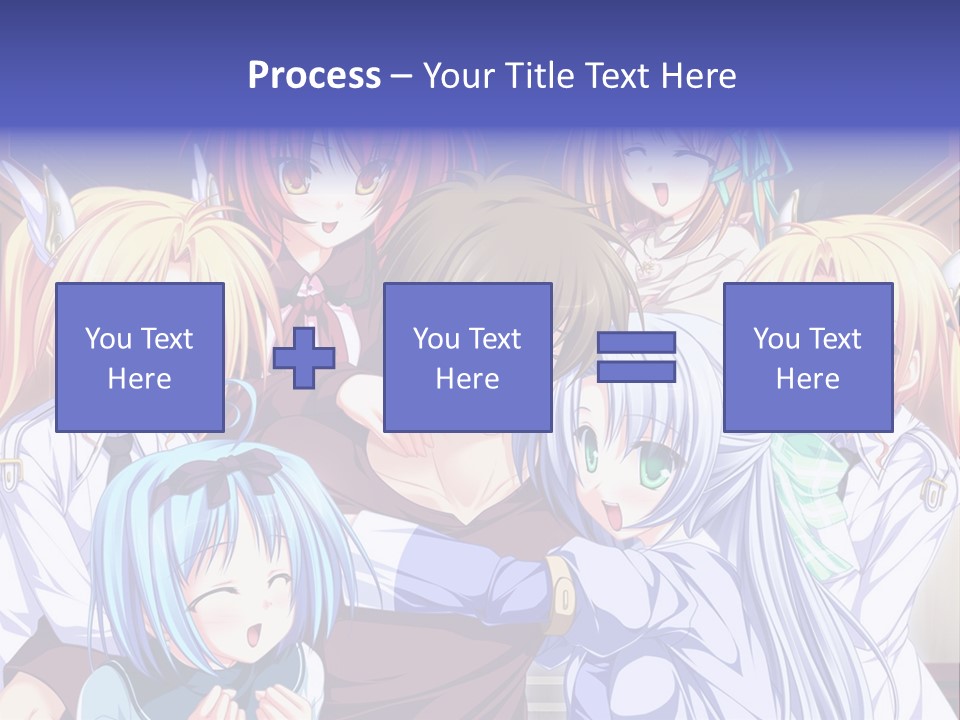 A Group Of Anime Girls Standing Next To Each Other PowerPoint Template