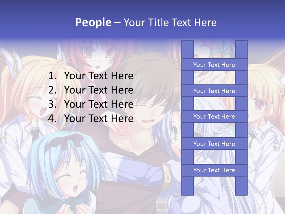 A Group Of Anime Girls Standing Next To Each Other PowerPoint Template