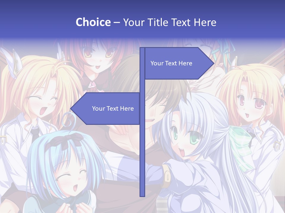 A Group Of Anime Girls Standing Next To Each Other PowerPoint Template