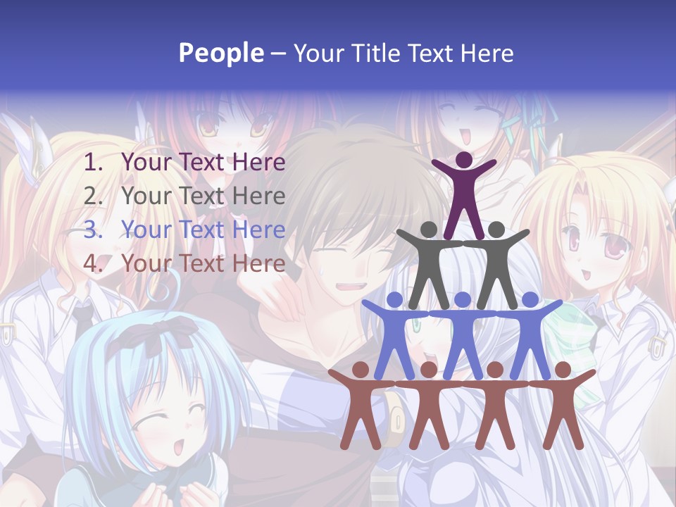 A Group Of Anime Girls Standing Next To Each Other PowerPoint Template