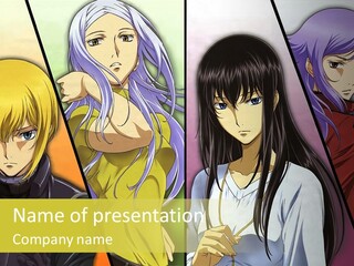 A Group Of Anime Girls With Different Colored Hair PowerPoint Template