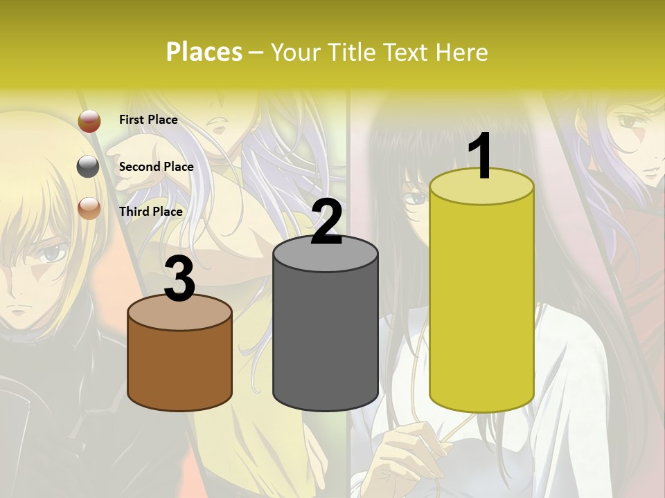 A Group Of Anime Girls With Different Colored Hair PowerPoint Template