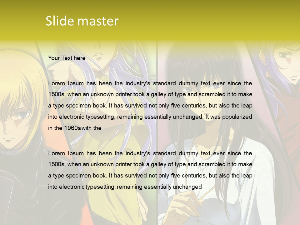 A Group Of Anime Girls With Different Colored Hair PowerPoint Template