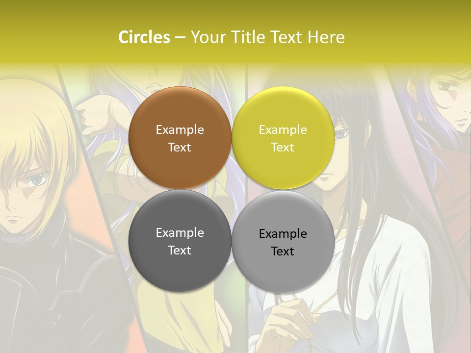 A Group Of Anime Girls With Different Colored Hair PowerPoint Template