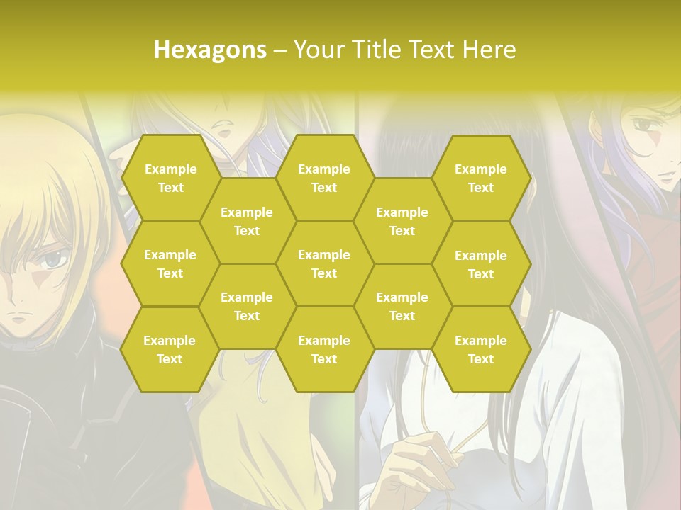 A Group Of Anime Girls With Different Colored Hair PowerPoint Template