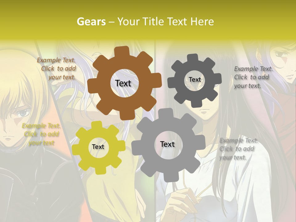 A Group Of Anime Girls With Different Colored Hair PowerPoint Template