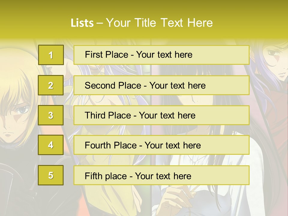 A Group Of Anime Girls With Different Colored Hair PowerPoint Template